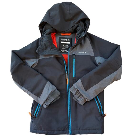 O'Neill Boys Size 8 Ski Snowboard Jacket Gray Insulated Hooded Winter Coat - Picture 1 of 9
